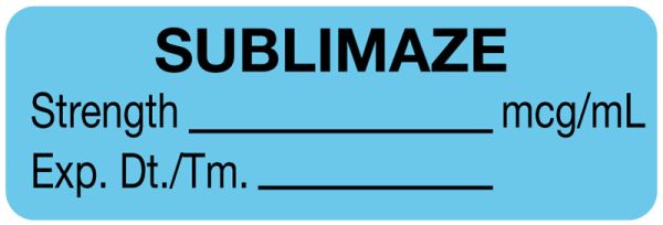 Medical Use Labels - Anesthesia Label, Sublimaze mcg/mL, 1-1/2" x 1/2"