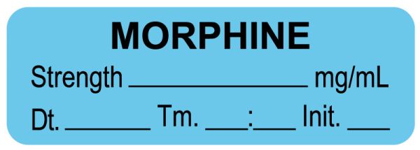 Medical Use Labels - Anesthesia Label, Morphine mg/mL Date Time Initial, 1-1/2" x 1/2"