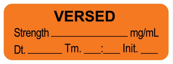 Medical Use Labels - Anesthesia Label, Versed mg/mL DTI 1-1/2" x 1/2"