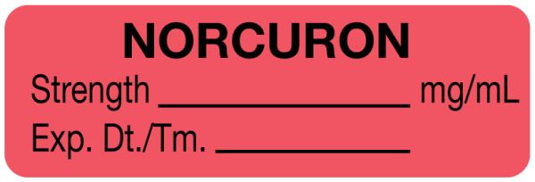 Medical Use Labels - Anesthesia Label, Norcuron mg/mL, 1-1/2" x 1/2"