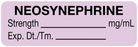 Medical Use Labels - Anesthesia Label, Neosynephrine mg/mL, 1-1/2" x 1/2"