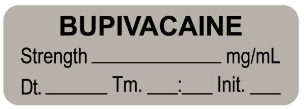 Medical Use Labels - Anesthesia Label, Bupivacaine mg/mL Date Time Initial, 1-1/2" x 1/2"