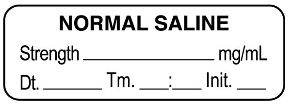 Normal Medication Medical Use Labels - Anesthesia Label, Normal Saline mg/mL Date Time I ...