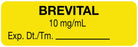 Medical Use Labels - Anesthesia Label, Brevital 10 mg/mL, 1-1/2" x 1/2"