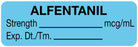 Medical Use Labels - Anesthesia Label, Alfentanyl mg/mL, 1-1/2" x 1/2"