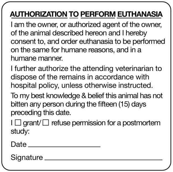 Medical Use Labels - Authorization and Consent for Treatment Label, 2 ...