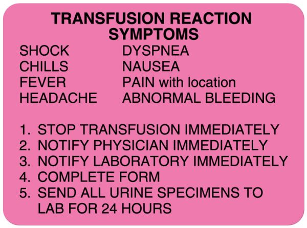 Medical Use Labels - Blood Bank Communication Label, 2-3/8" x 1-3/4"