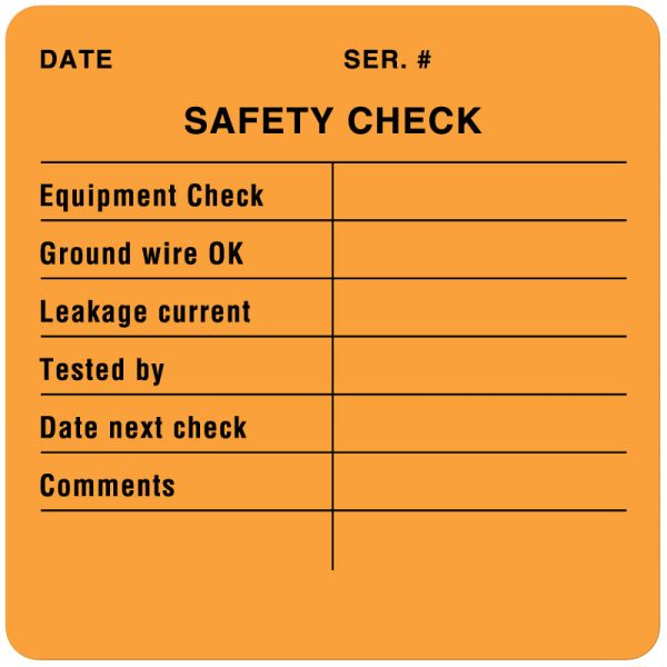 Medical Use Labels - Electrical Equipment Safety Label, 2-1/2" x 2-1/2"