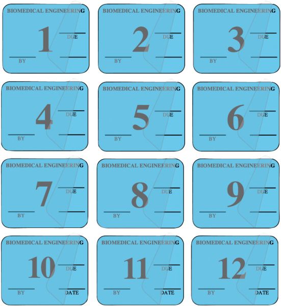 Medical Use Labels - Blue 12 Mo Biomed Equipment Inspection Kit, 1-1/4 ...