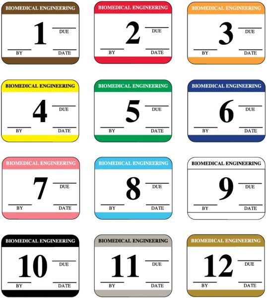 Medical Use Labels - Synthetic 12 Mo Biomed Equipment Inspection Kit, 1-1/4" x 1"