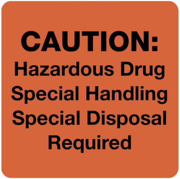 Medical Use Labels Hazardous Drug Warning Label, 3" x 3" — Grayline