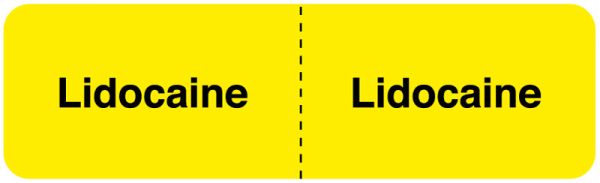 Medical Use Labels - LIDOCAINE, I.V. Line Identification Label, 3" x 7/8"