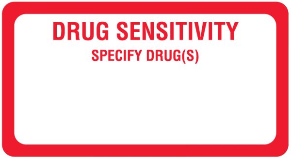 Medical Use Labels - Drug Sensitivity Alert Label, 3