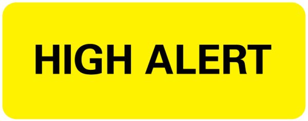 Hig Alert Label Medical Use Labels - High Alert Label, 2-1/4