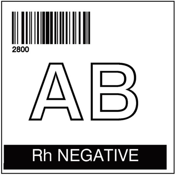 2ab Label Medical Use Labels - ISBT 128 Blood Label, AB RH NEG 2 X 2 — Grayline ...