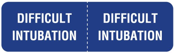 Medical Use Labels - DIFFICULT INTUBATION Line Identification Label, 3" x 7/8"