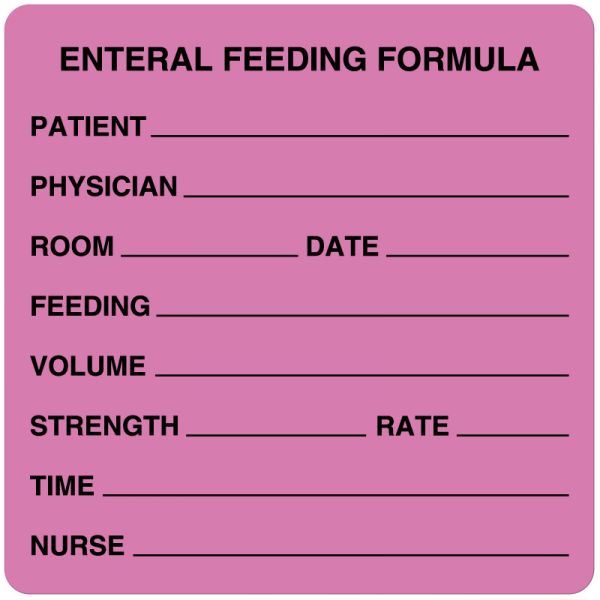 Medical Use Labels - Enteral Feeding Label, 3" x 3"