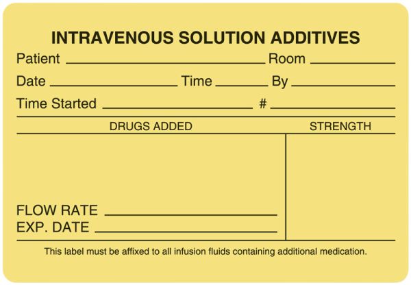 Medical Use Labels - I.V. Medication Additive Labels, 4" x 2-3/4"