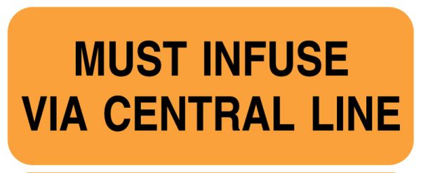 Red Central Line Label Medical Use Labels - INFUSE CENTRAL LINE, 2-1/4