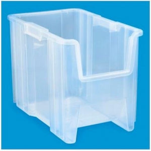 Uline Clear Plastic Stackable Bins - Plastic Stackable Bins, 17-1/2" x 10-7/8" x 12-1/2", Clear - S-17887