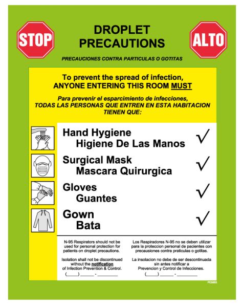 Medical Use Labels - Droplet Precautions Labels, 8-7/8" x 10-7/8"