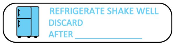 Medical Use Labels - REFRIGERATE AND SHAKE WELL, Medication Instruction Label, 1-5/8" x 3/8"