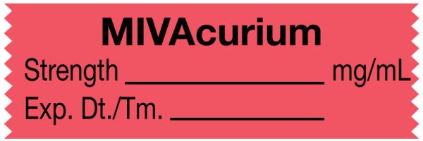 Medical Use Labels - Anesthesia Tape, Mivacurium mg/mL, 1-1/2" x 1/2"