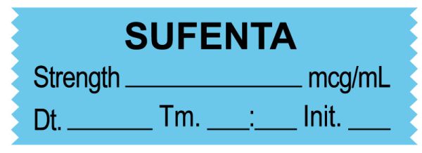 Medical Use Labels - Anesthesia Tape, Sufenta mcg/mL, Date Time Initial, 1-1/2" x 1/2"