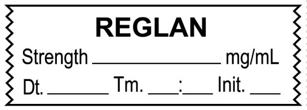Medical Use Labels - Anesthesia Tape, Reglan mg/mL, Date Time Initial, 1-1/2" x 1/2"