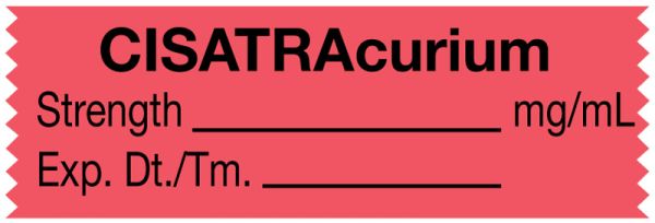 Medical Use Labels - Anesthesia Tape, CISATRAcurium mg/mL, 1-1/2" x 1/2"