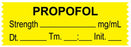 Medical Use Labels - Anesthesia Tape, Propofol mg/mL, Date Time Initial, 1-1/2" x 1/2"