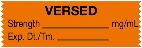 Medical Use Labels - Anesthesia Tape, Versed mg/mL, 1-1/2" x 1/2"