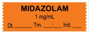 Medical Use Labels - Anesthesia Tape, Midazolam 1 mg/mL, Date Time Initial, 1-1/2" x 1/2"