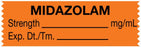Medical Use Labels - Anesthesia Tape, Midazolam mg/mL, 1-1/2" x 1/2"