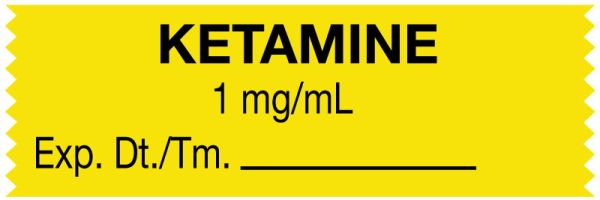 Medical Use Labels - Anesthesia Tape, Ketamine 1 mg/mL, 1-1/2" x 1/2"