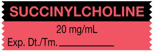 Medical Use Labels - Anesthesia Tape, Succinylcholine 20 mg/mL, 1-1/2" x 1/2"