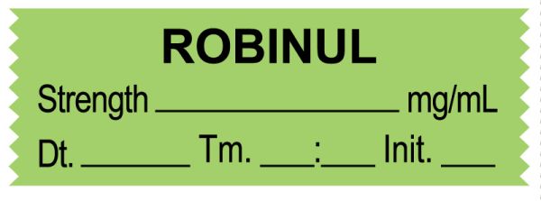 Medical Use Labels - Anesthesia Tape, ROBINUL mg/mL, DTI 1-1/2