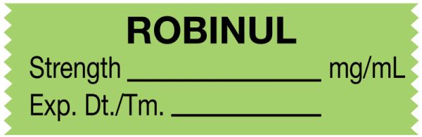 Medical Use Labels - Anesthesia Tape, Robinul mg/mL, 1-1/2