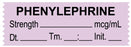 Medical Use Labels - Anesthesia Tape, Phenylephrine mcg/mL, Date Time Initial, 1-1/2" x 1/2"