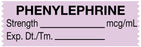 Medical Use Labels - Anesthesia Tape, Phenylephrine mcg/mL, 1-1/2" x 1/2"