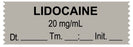 Medical Use Labels - Anesthesia Tape, Lidocaine 20 mg/mL, Date Time Initial, 1-1/2" x 1/2"