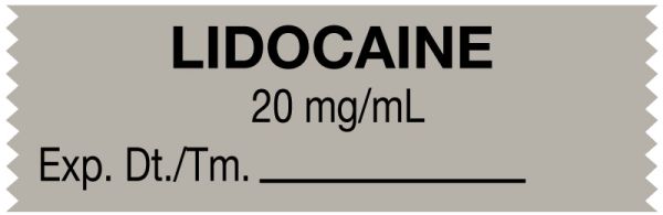 Medical Use Labels - Anesthesia Tape, Lidocaine 20 mg/mL, 1-1/2" x 1/2"