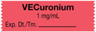Medical Use Labels - Anesthesia Tape, Vecuronium 1 mg/mL, 1-1/2" x 1/2"
