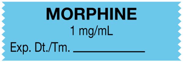 Medical Use Labels - Anesthesia Tape, Morphine 1 mg/mL, 1-1/2" x 1/2"