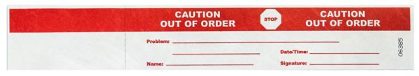 Medical Use Labels - OUT OF ORDER Tyvek Status Band,12" x 2"