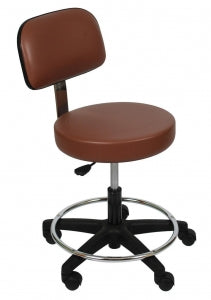 UMF Medical Exam Stool with Back - Pneumatic Padded Stool with Back and 5-Leg Plastic Base with Foot Ring - 6740