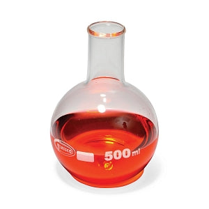 United Scientific Glass Flat- and Round-Bottom Boiling Flasks - Flat-Bottom Boiling Flask, Borosilicate Glass, 500 mL - FG4060-500