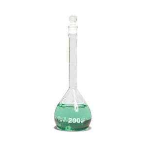 United Scientific Class B Volumetric Flasks with Glass Stopper - Volumetric Flask with Glass Stopper, Class B Glass, 200mL - FG5641-200