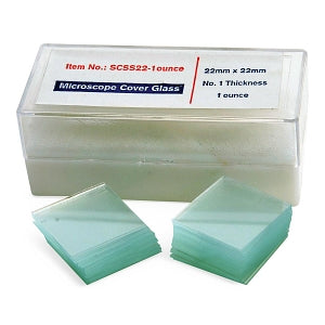 United Scientific Glass Coverslips - Glass Coverslips, 22 mm x 22 mm, 1 oz., #1 Thickness - SCSS22-1OZ