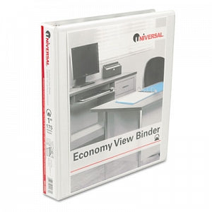 Universal Products Universal Economy Round Ring View Binders - White 1" Capacity Economy Round-Ring View Binder, 8-1/2" x 11" - 20962